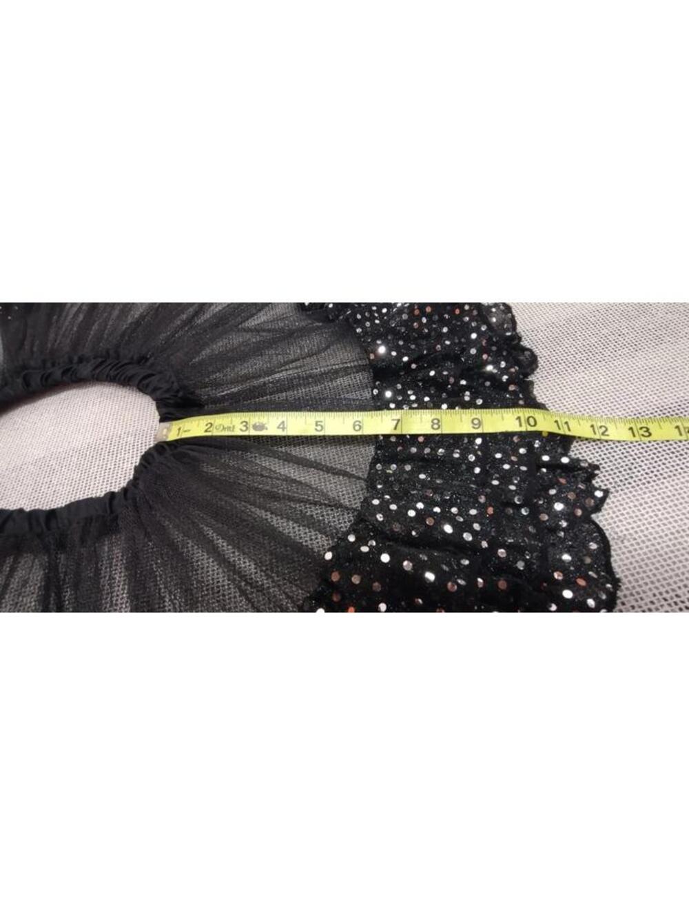 Skirt Raver Black Tulle Sexy Skirt Plastic Faux Silver Sequin Waist 24 in Xs S - Picture 8 of 16